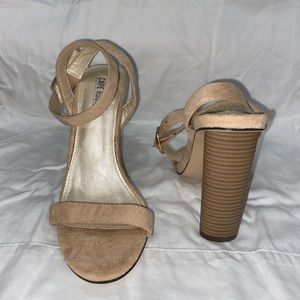 Nude strappy heels